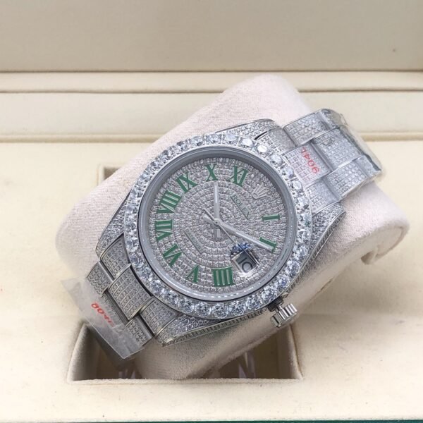 Rolex new bezel (3.55mm diamonds) star-shaped Roman dial, size 41mm
