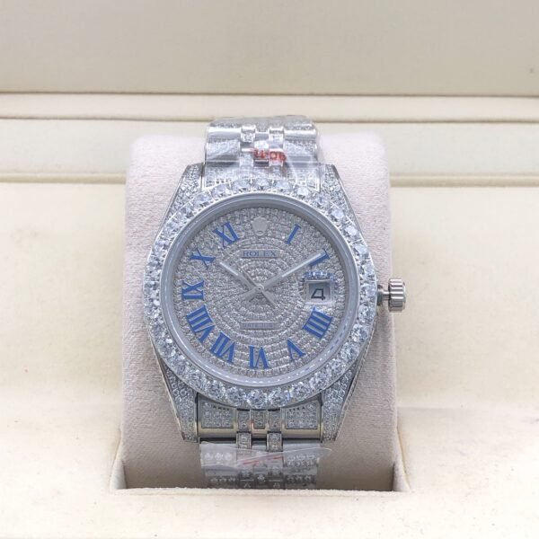 Rolex new bezel (3.55mm diamonds) star-shaped Roman dial, size 41mm