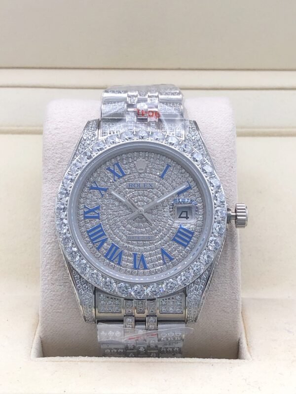 Rolex new bezel (3.55mm diamonds) star-shaped Roman dial, size 41mm