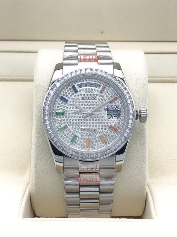 Rolex round diamond bezel with rainbow diamonds all over, size 36mm