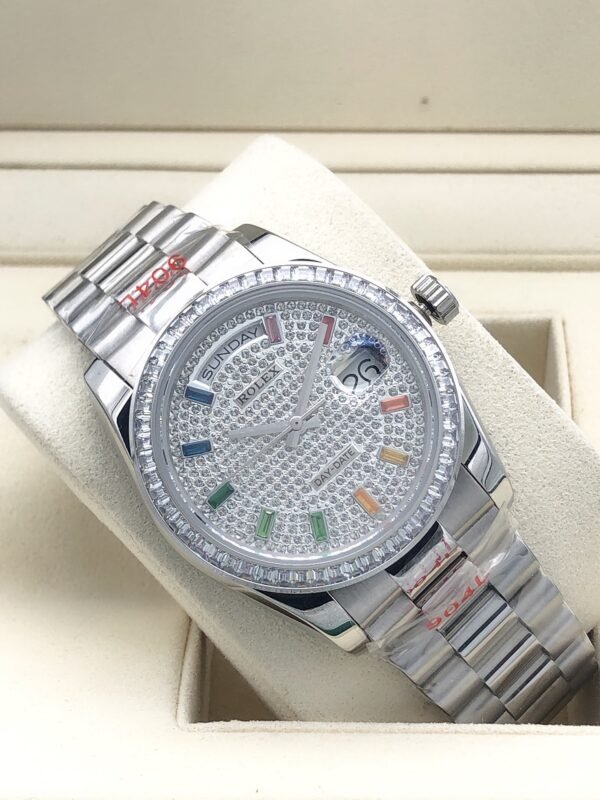 Rolex round diamond bezel with rainbow diamonds all over, size 36mm