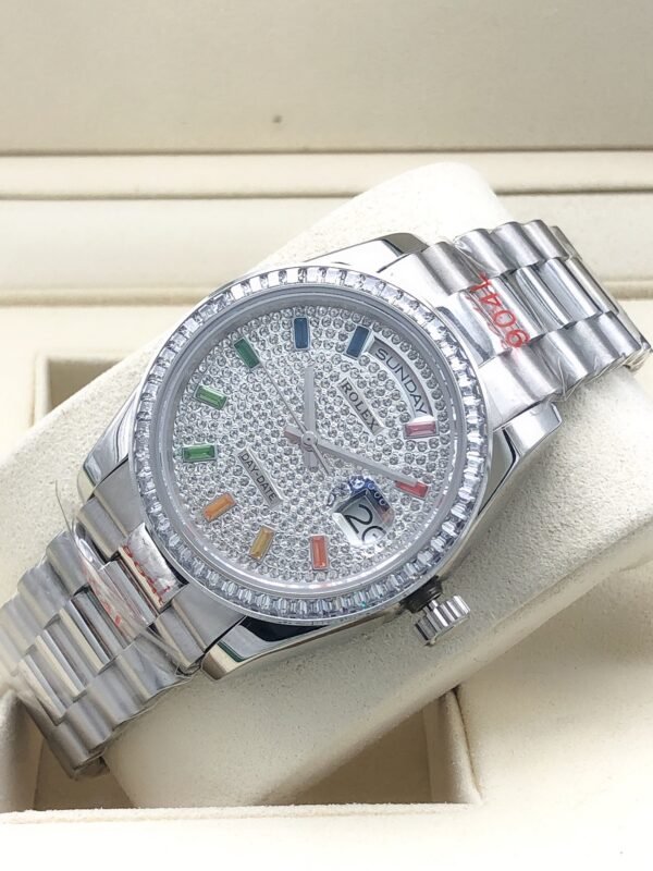 Rolex round diamond bezel with rainbow diamonds all over, size 36mm