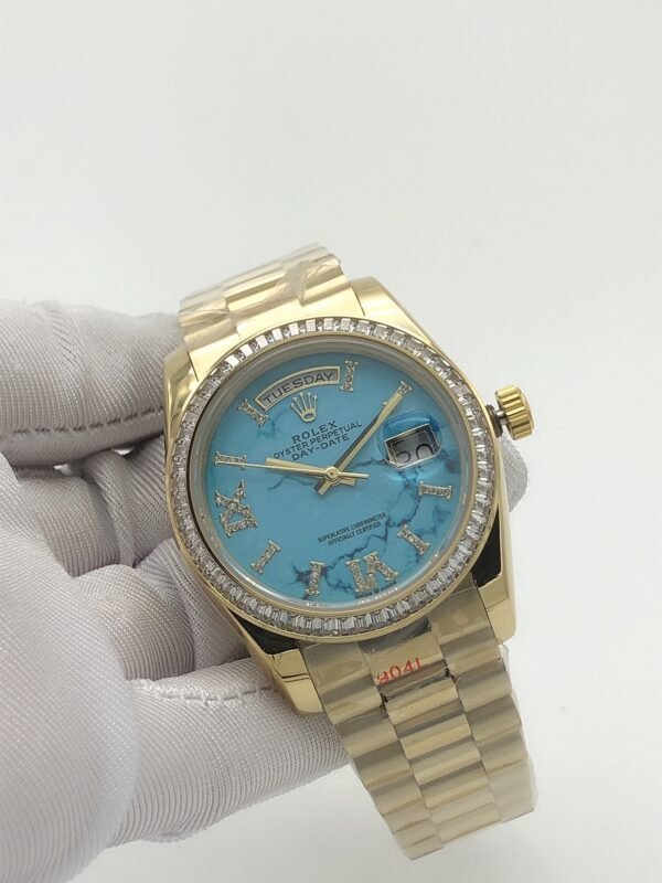 Rolex new model with square diamond bezel and Roman-shaped dial, size 36mm