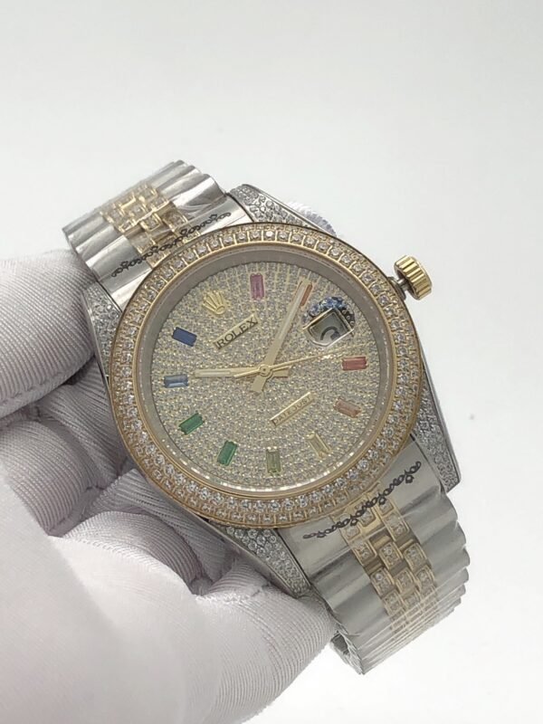 Rolex five-stone round diamonds set in a square shape,  diameter 41mm