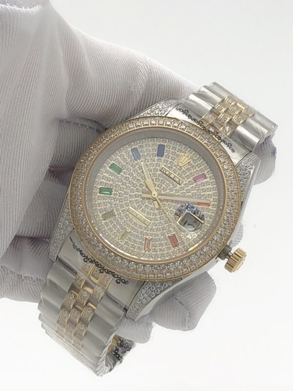 Rolex five-stone round diamonds set in a square shape,  diameter 41mm