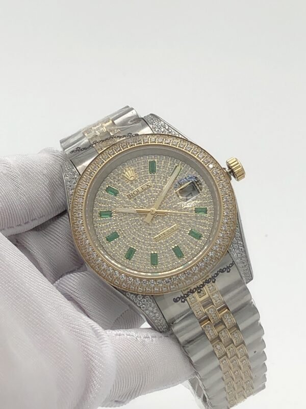 Rolex five-stone round diamonds set in a square shape, diameter 41mm