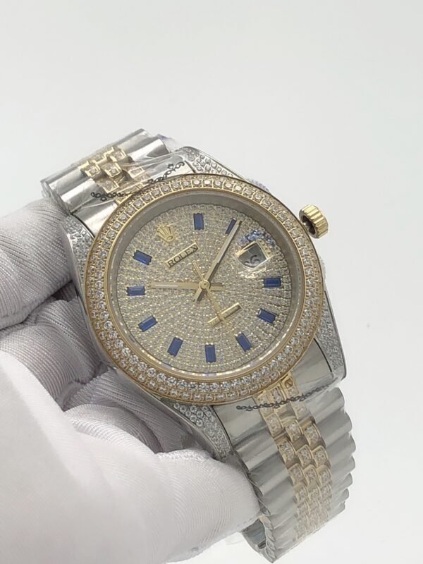 Rolex five-stone round diamonds set in a square shape, diameter 41mm